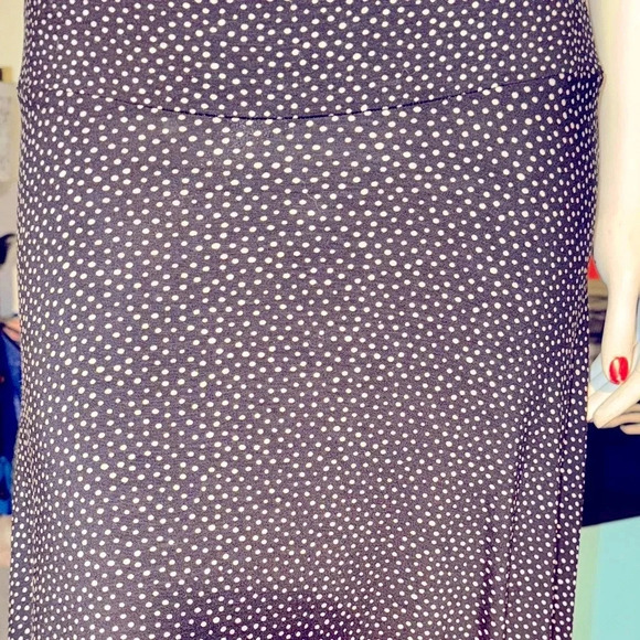 Women's Black & White Polka Dot Maxi Skirt Size M Casual Long Stretchy Wide Band - Picture 10 of 11